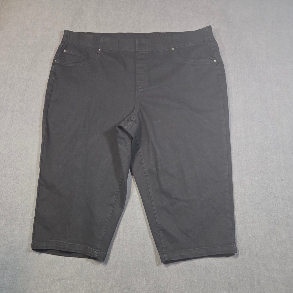 Terra & Sky Capri Pants Womens 2X Black Denim Pull On Stretch Plus Size NEW